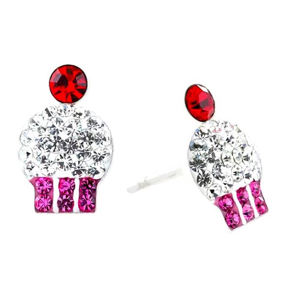 NEW Giani Bernini Sterling Silver & Pave Crystal CUPCAKE EARRINGS Stud Post 1/2” - Picture 4 of 4